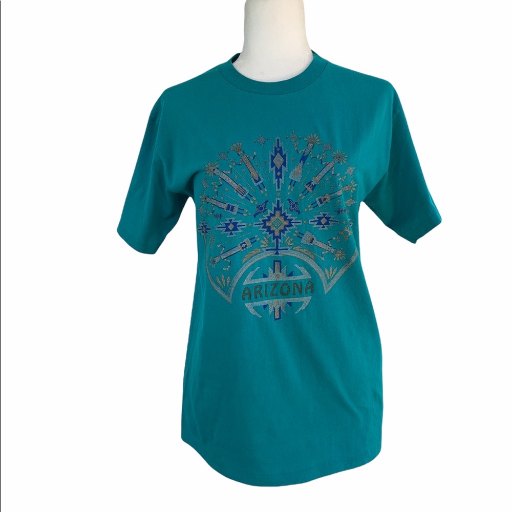 Vintage Single Stitch Hanes Sparkle Green Arizona Tee